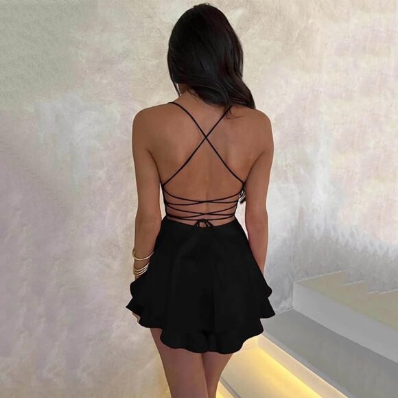 Women Sexy Spaghetti Strap Satin Dress - Picture 2 of 6